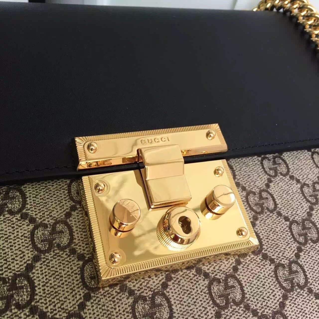 Gucci Padlock Medium GG Shoulder Bag Beige/Ebony Supreme Canvas For Women, Women's Handbags, Crossbody Bags 12in/30cm - Image 5