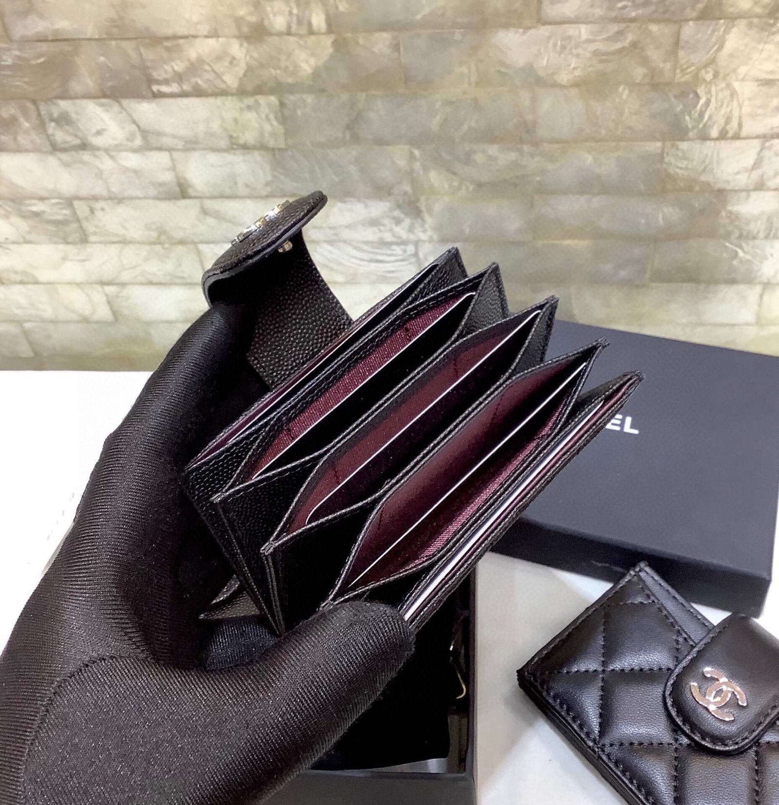 CO-CO Chanel Card Holder With Silver Hardware 10cm - Image 7