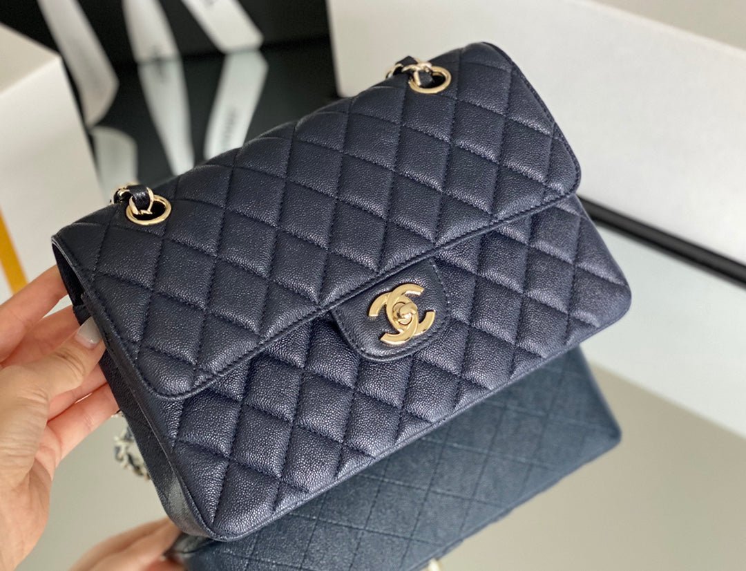 Chanel Classic Flapbag Gold Hardware 26cm Dark Blue