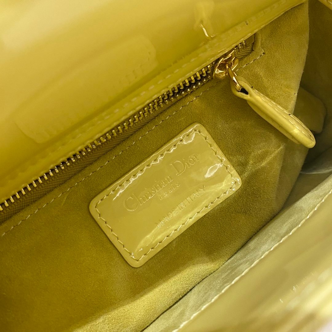 Christian Dior Lady Dior Bag Gold Hardware 17cm Yellow - Image 6