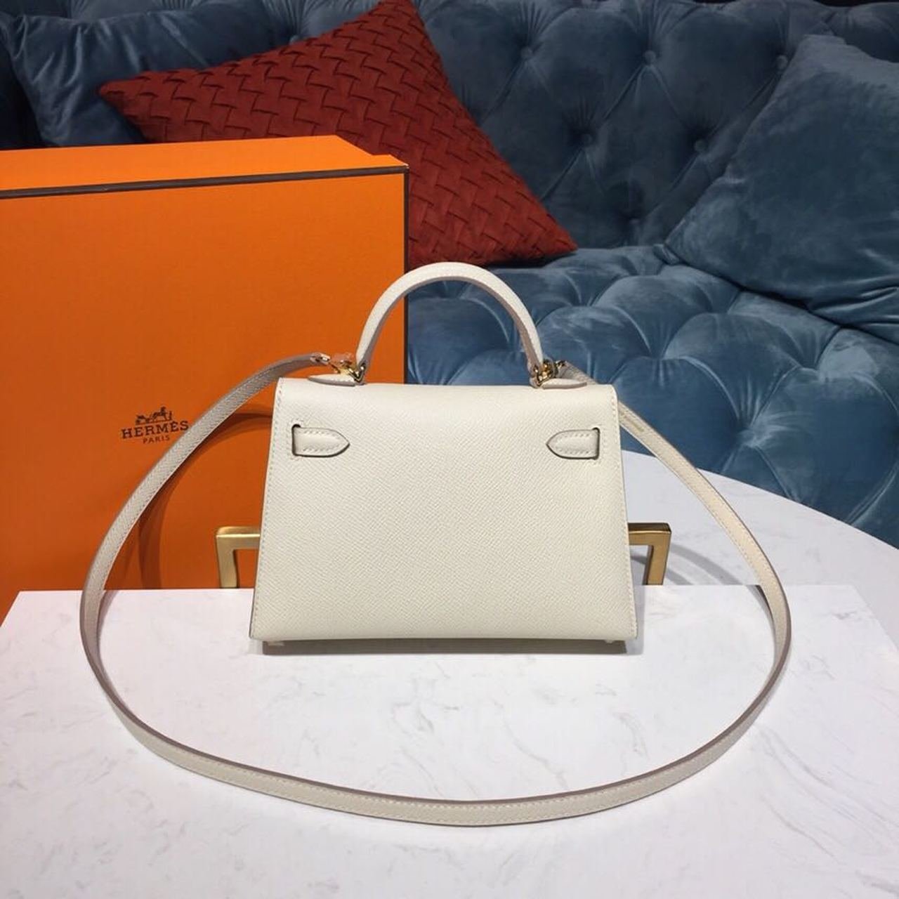 Hermes Mini Kelly Craie For Women Gold-Toned Hardware 7.5in/19cm - Image 2