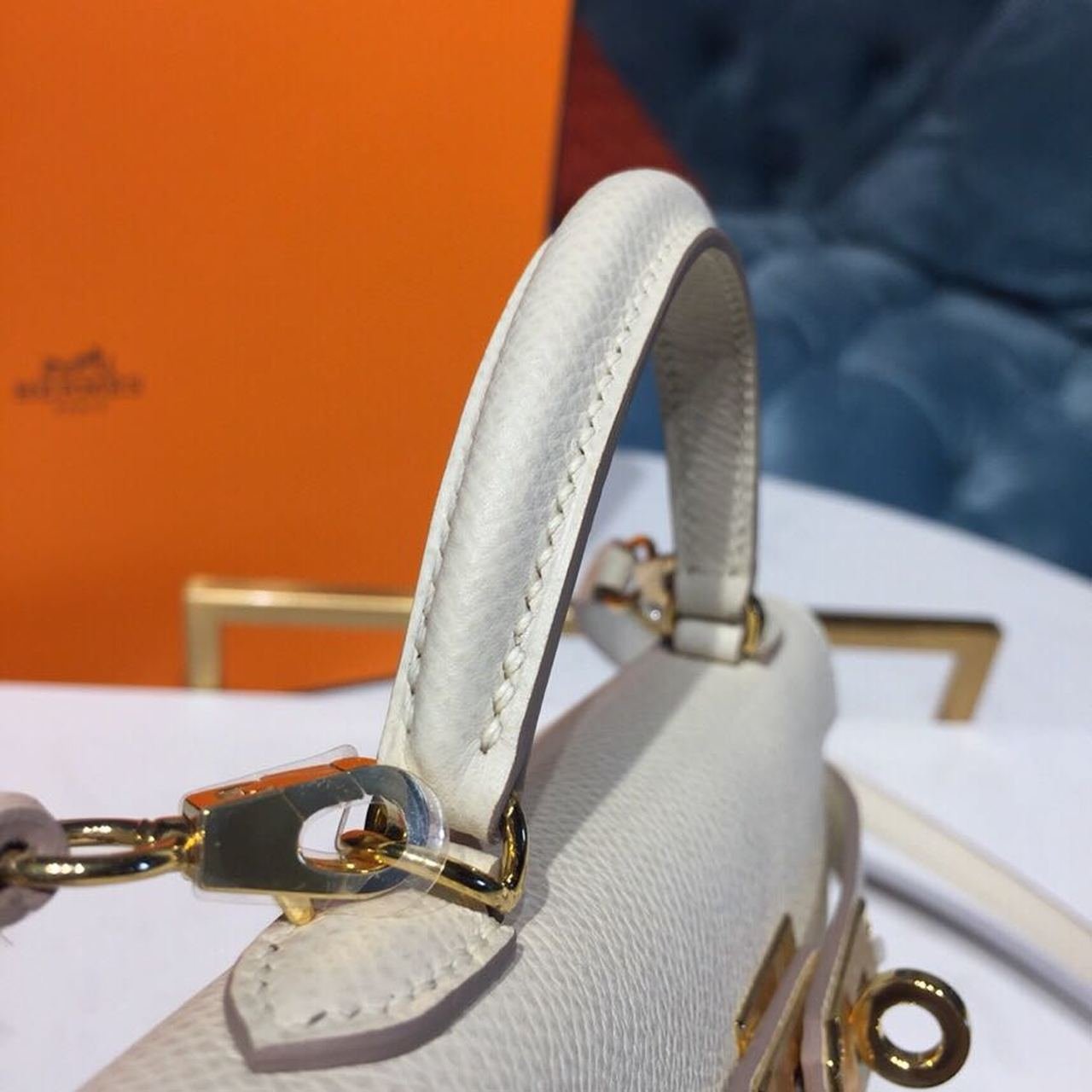 Hermes Mini Kelly Craie For Women Gold-Toned Hardware 7.5in/19cm - Image 5