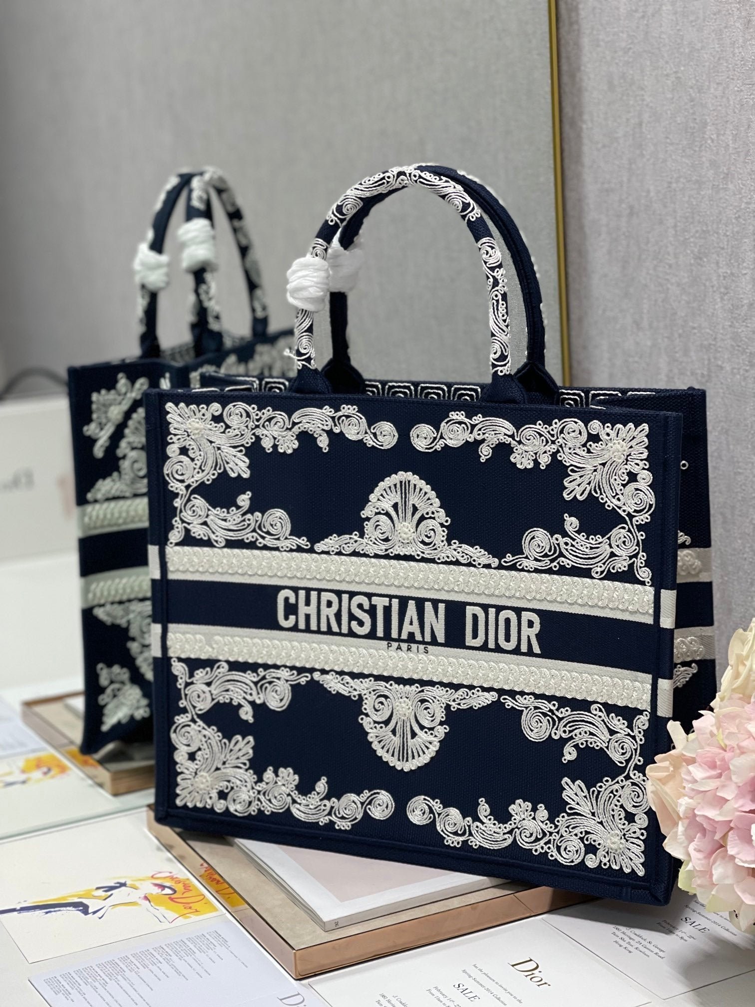 Christina Dior Book Tote Bag 41cm Black - Image 3