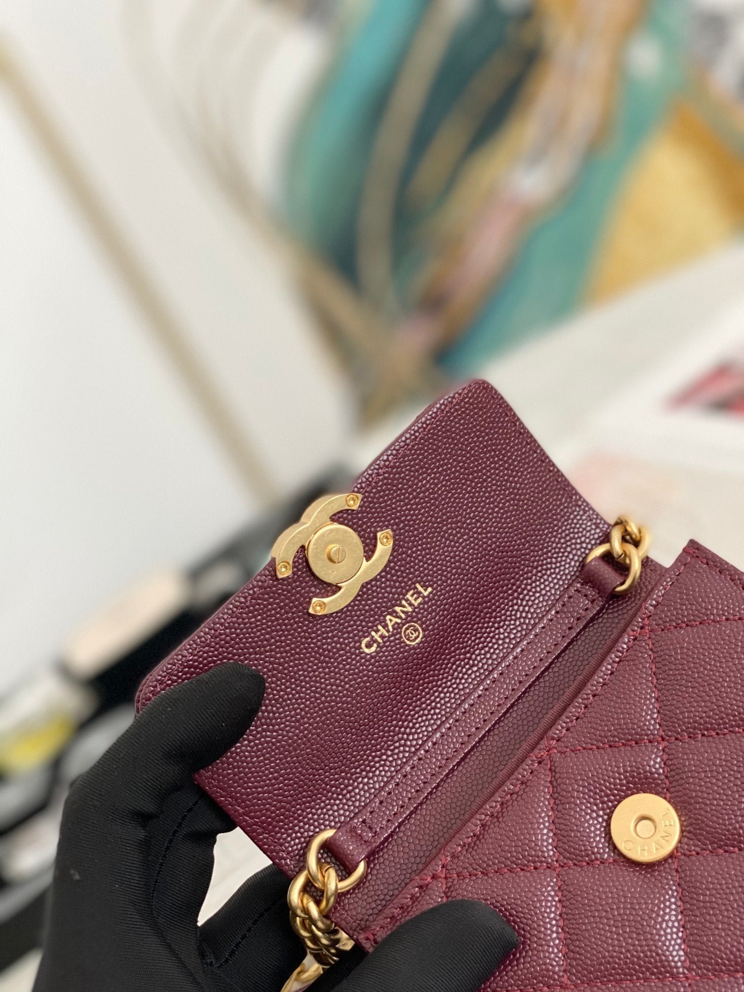 Chanel Flap Bag Mini Gold 12cm Red - Image 6