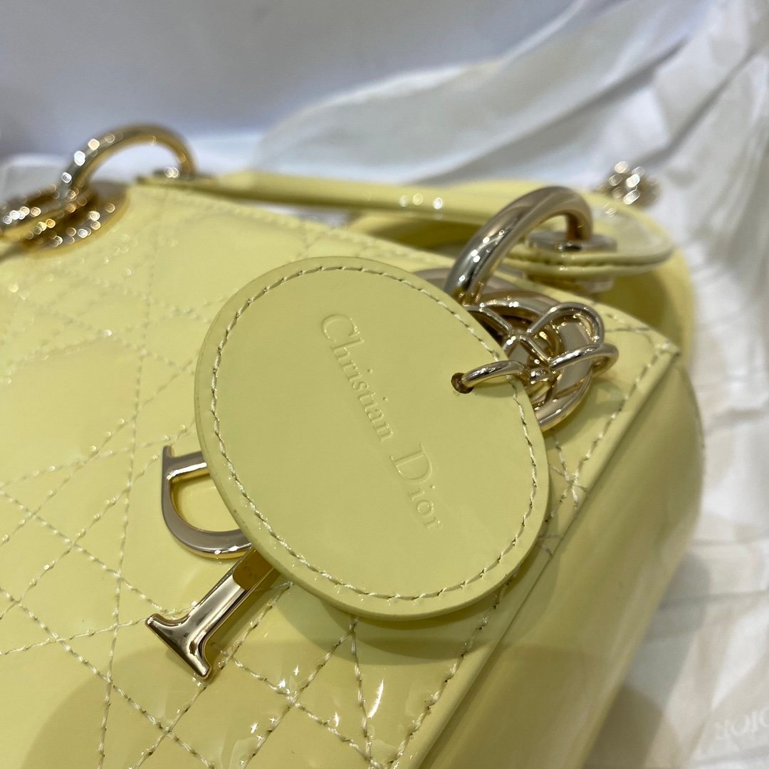 Christian Dior Lady Dior Bag Gold Hardware 17cm Yellow - Image 8