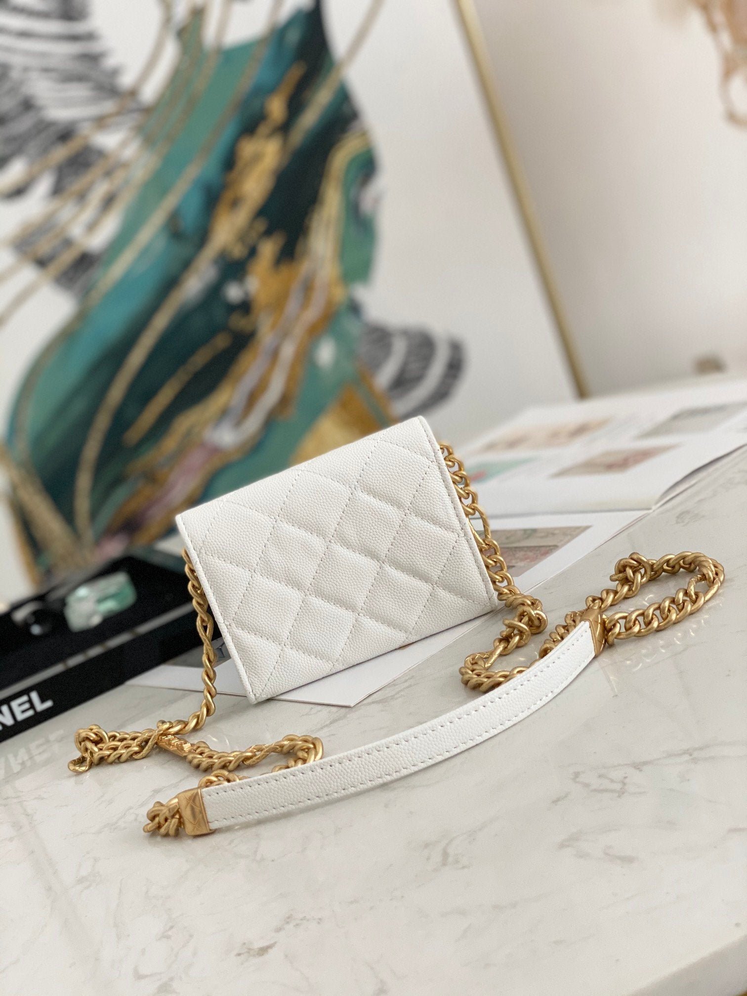 Chanel Flap Bag Mini Gold 12cm White - Image 2