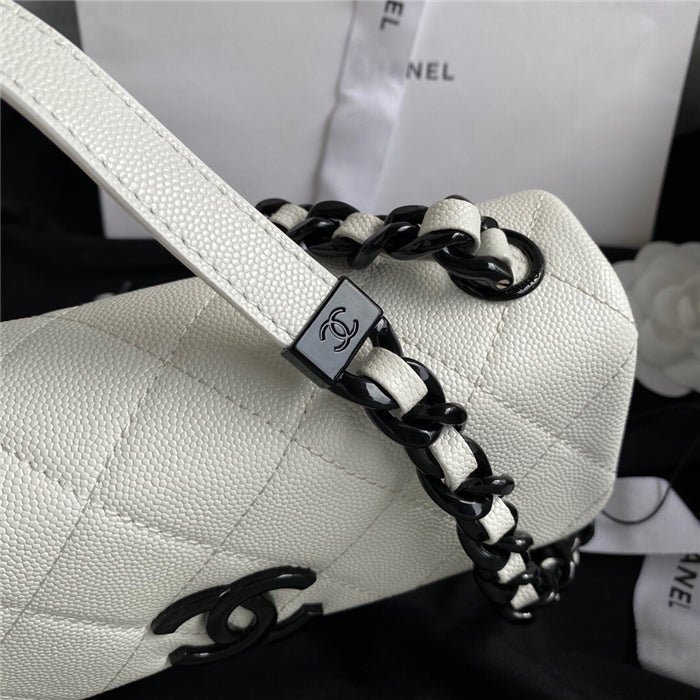 Chanel Classic Flap Bag 20cm White - Image 3