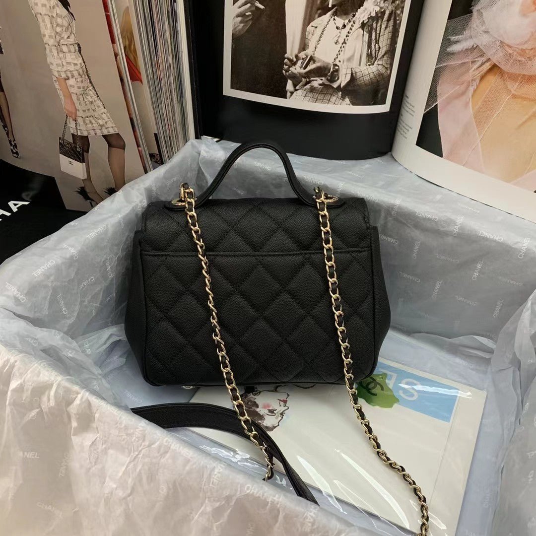 Chanel Flap Bag Top Handle With Chain 19cm Black - Image 2