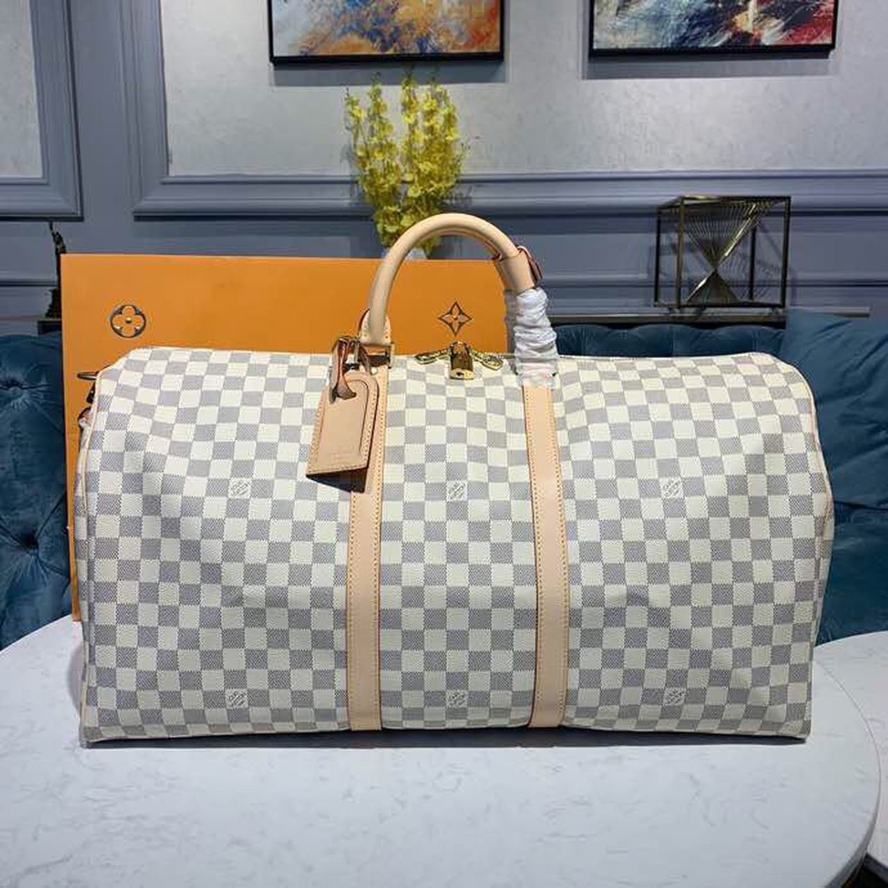 Louis Vuitton Keepall Bandoulire 55cm Damier Azur Canvas Spring/Summer Collection N41429 Azur - Image 2
