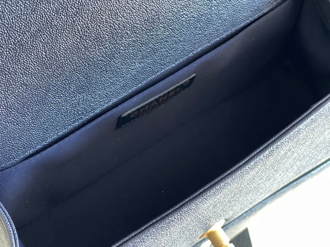 Chanel Medium Classic Flapbag 25cm Dark Blue - Image 4