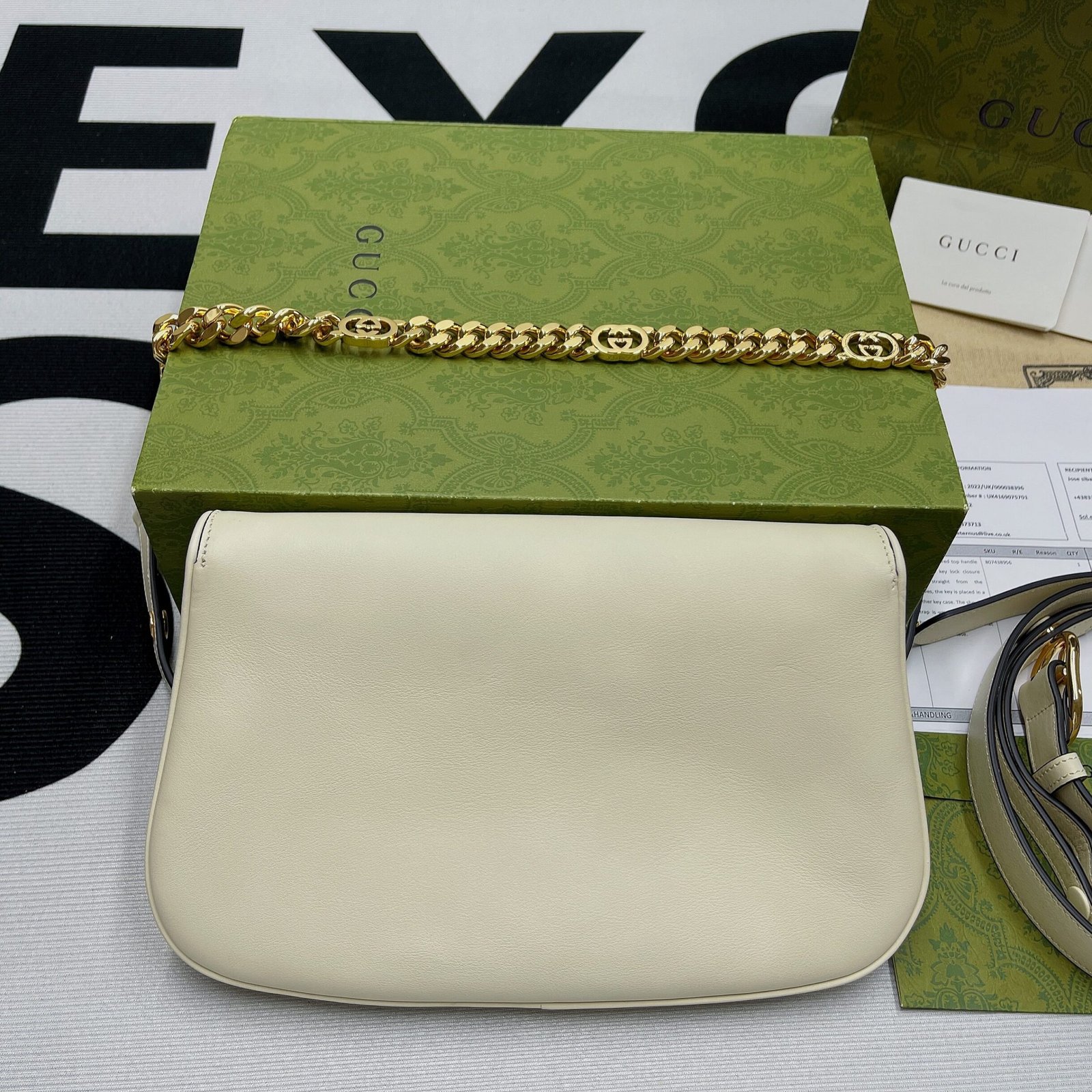Gucci Blondie Shoulder Bag White For Women, Women's Bags 11in/28cm - Image 3
