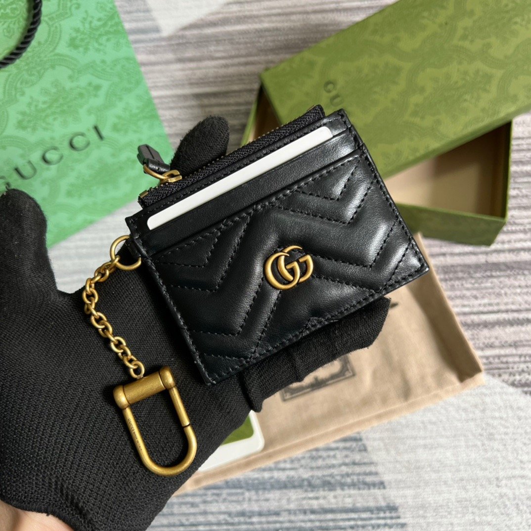 Gucci GG Marmont Keychain Wallet Black For Women 627064 DTDHT 1000 3.9 in/ 10 cm - Image 3