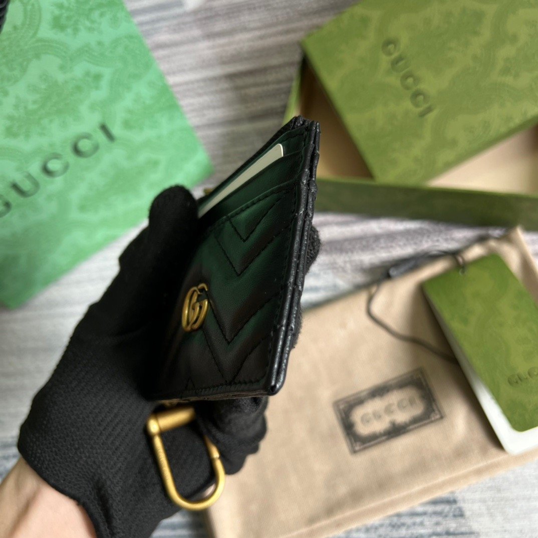 Gucci GG Marmont Keychain Wallet Black For Women 627064 DTDHT 1000 3.9 in/ 10 cm - Image 7