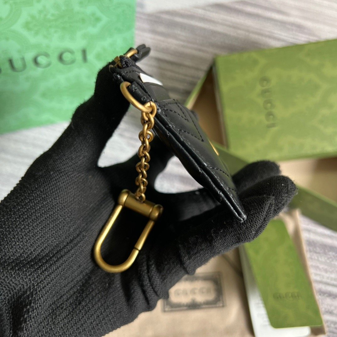 Gucci GG Marmont Keychain Wallet Black For Women 627064 DTDHT 1000 3.9 in/ 10 cm - Image 8