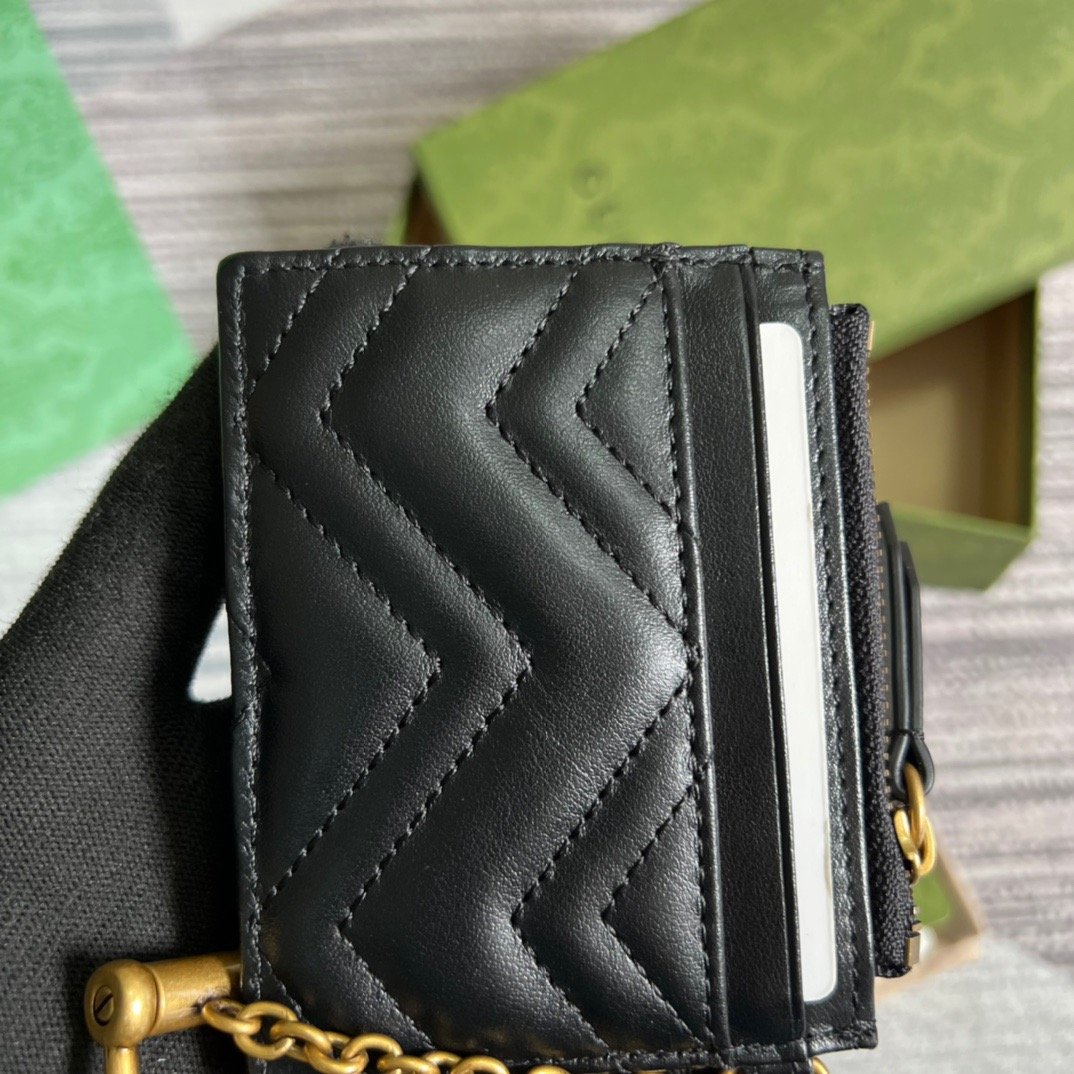 Gucci GG Marmont Keychain Wallet Black For Women 627064 DTDHT 1000 3.9 in/ 10 cm - Image 10