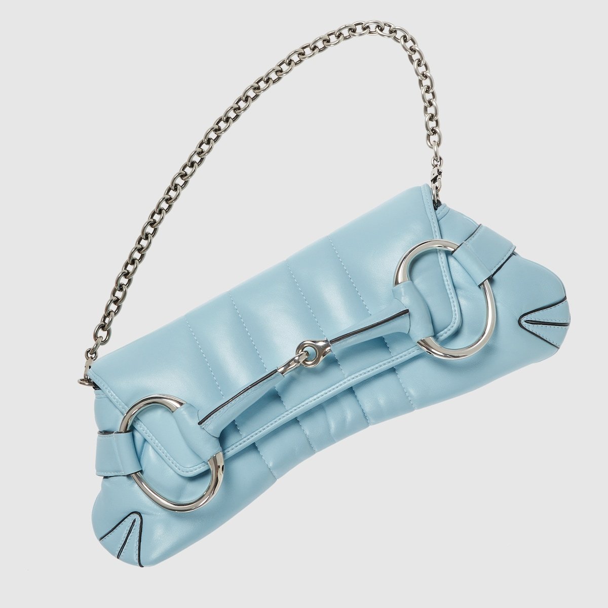 Gucci Horsebit Chain Medium Shoulder Bag Light Blue For Women 15 Inches/ 38 Cm - Image 2