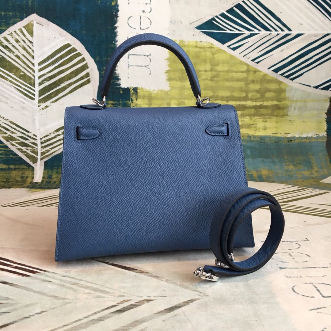 Hermes Kelly Navy For Women Silver Toned Hardware 10in/25cm - Image 9