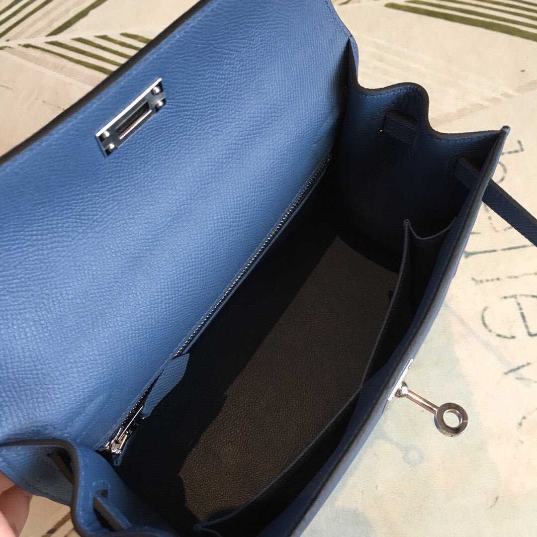 Hermes Kelly Navy For Women Silver Toned Hardware 10in/25cm - Image 4