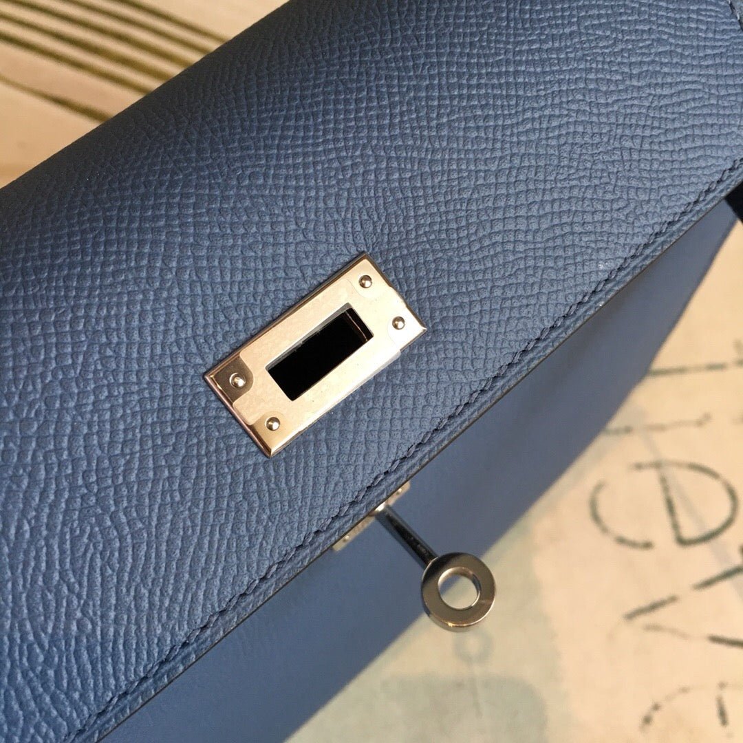 Hermes Kelly Navy For Women Silver Toned Hardware 10in/25cm - Image 3