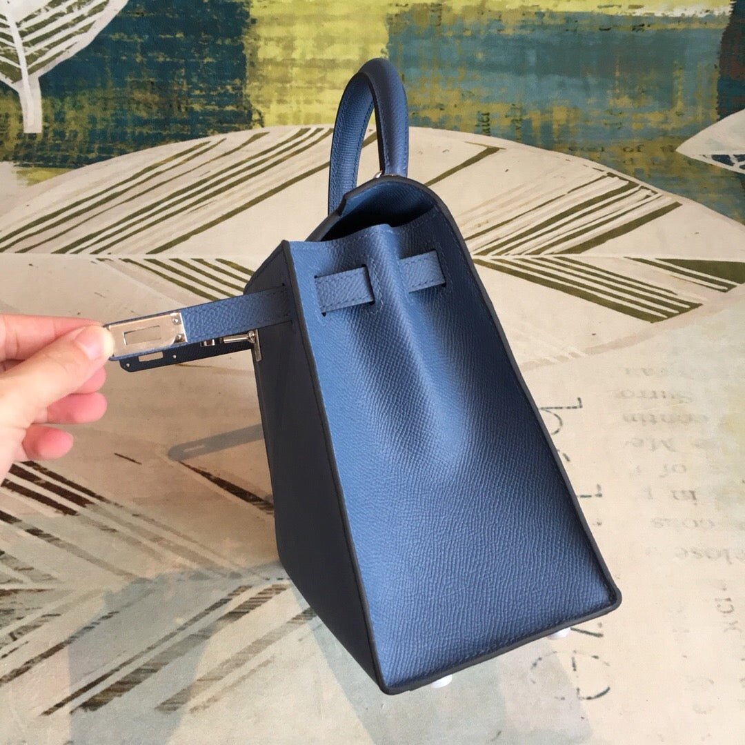 Hermes Kelly Navy For Women Silver Toned Hardware 10in/25cm - Image 2