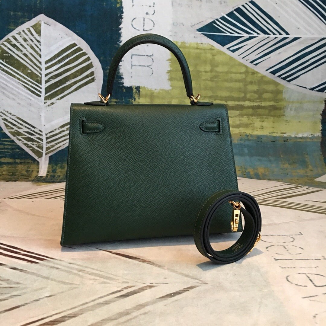 Hermes Kelly Green For Women Gold Toned Hardware 10in/25cm - Image 2