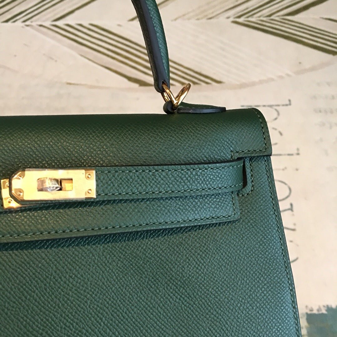 Hermes Kelly Green For Women Gold Toned Hardware 10in/25cm - Image 5