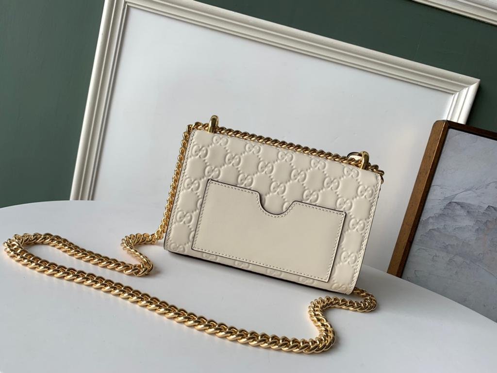 Gucci GG Embossed Padlock Shoulder Bag White Milky For Women 8in/20cm - Image 3