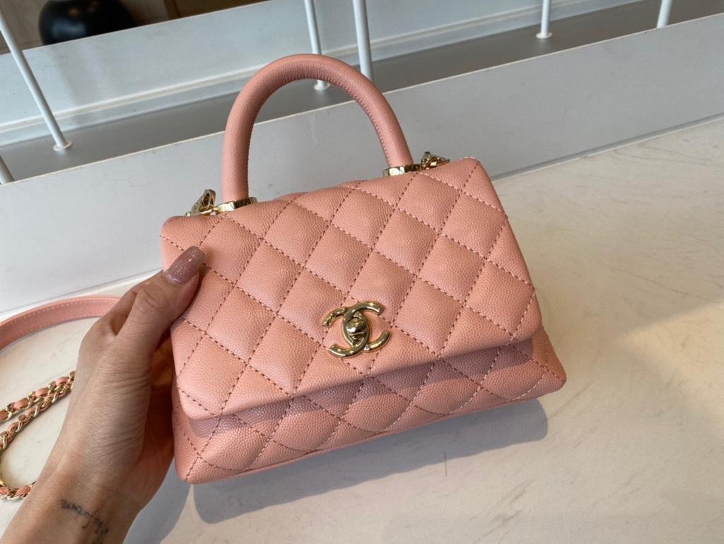 Chanel Flap Bag With Top Handle 19cm Pink