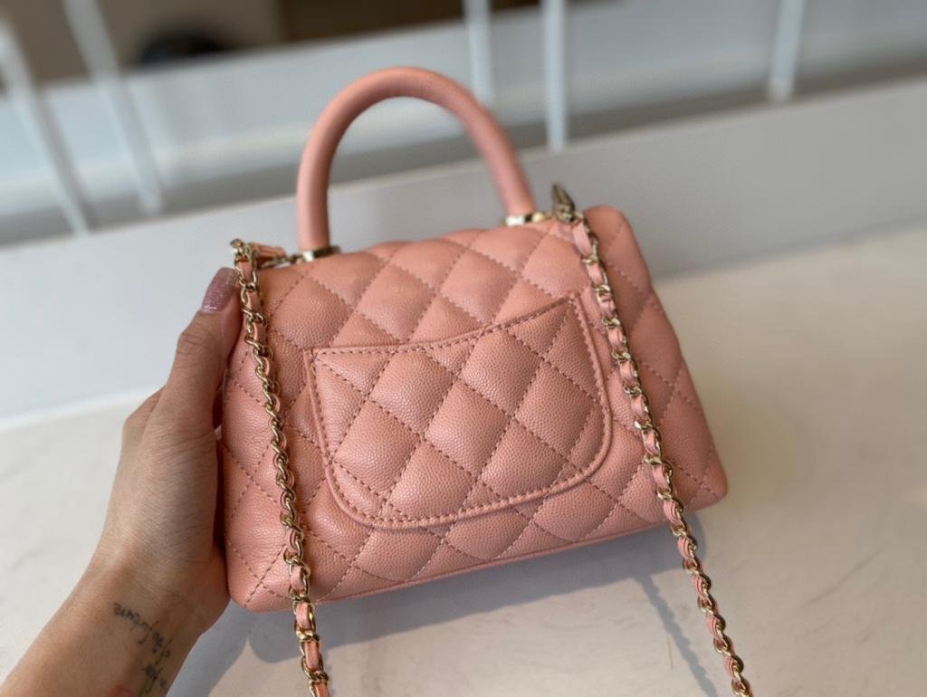 Chanel Flap Bag With Top Handle 19cm Pink - Image 4