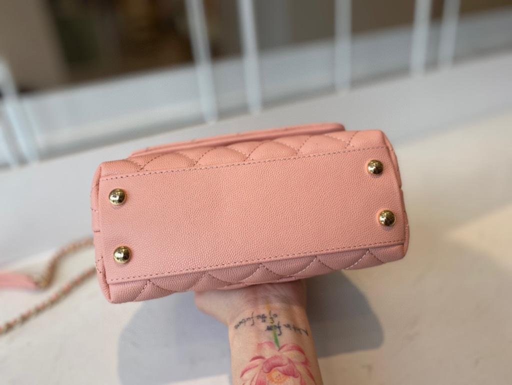 Chanel Flap Bag With Top Handle 19cm Pink - Image 6