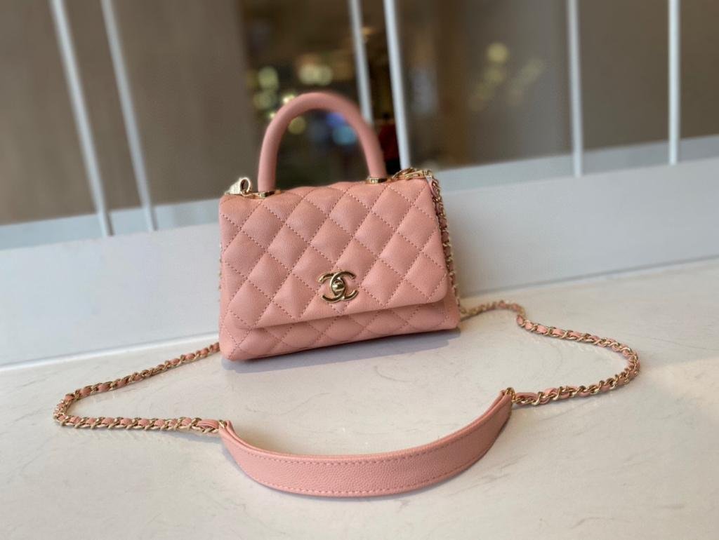 Chanel Flap Bag With Top Handle 19cm Pink - Image 9