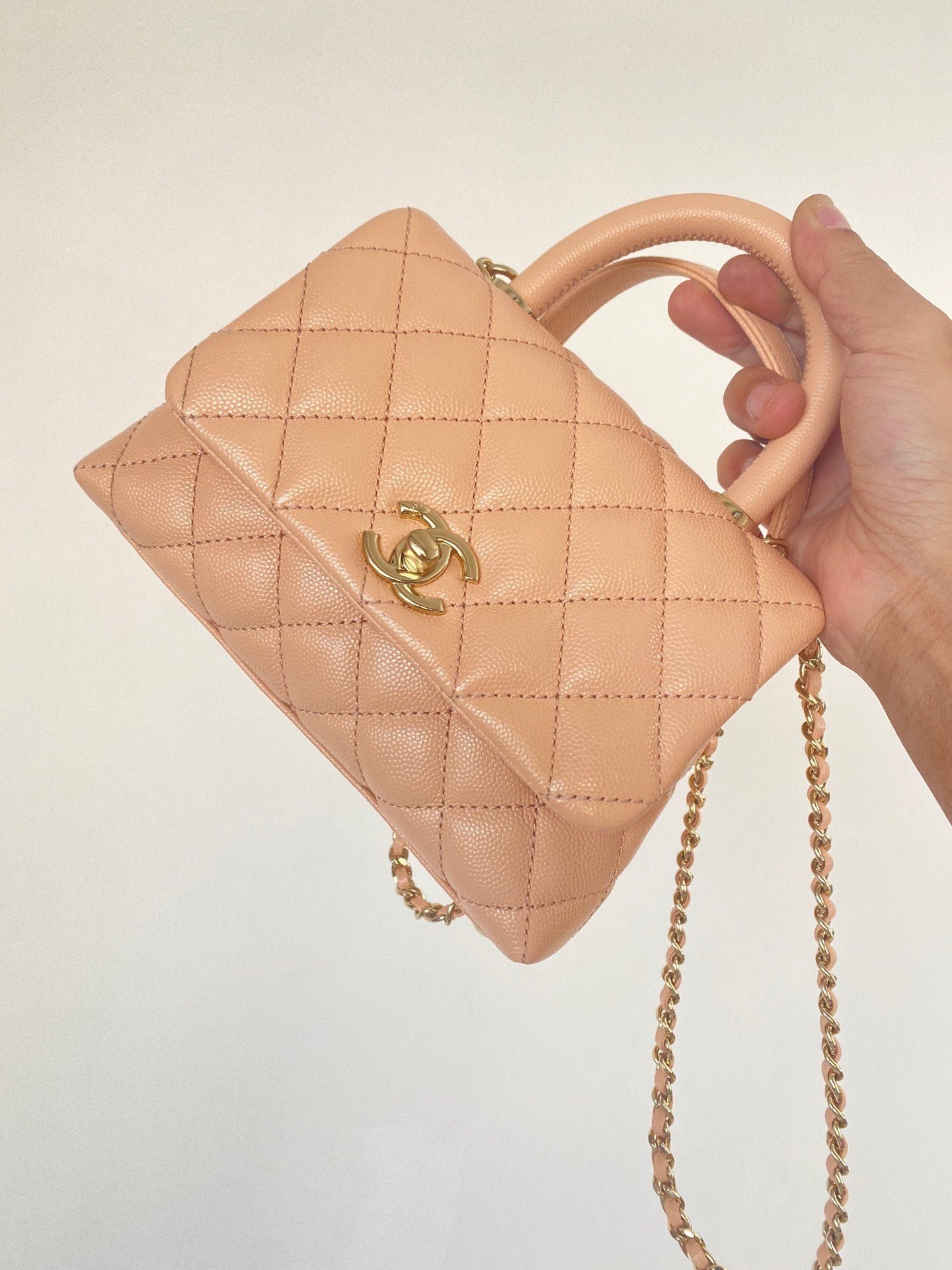 Chanel Flap Bag With Top Handle 19cm Light Brown - Image 3