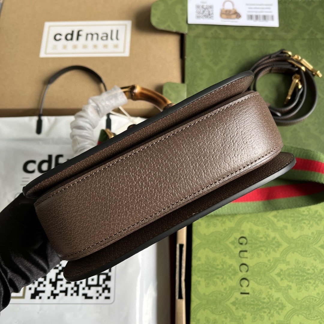 Gucci Bamboo 1947 Jumbo GG Small Top Handle Bag Camel And Ebony Jumbo GG Canvas Brown For Women 8.3in/21cm - Image 7