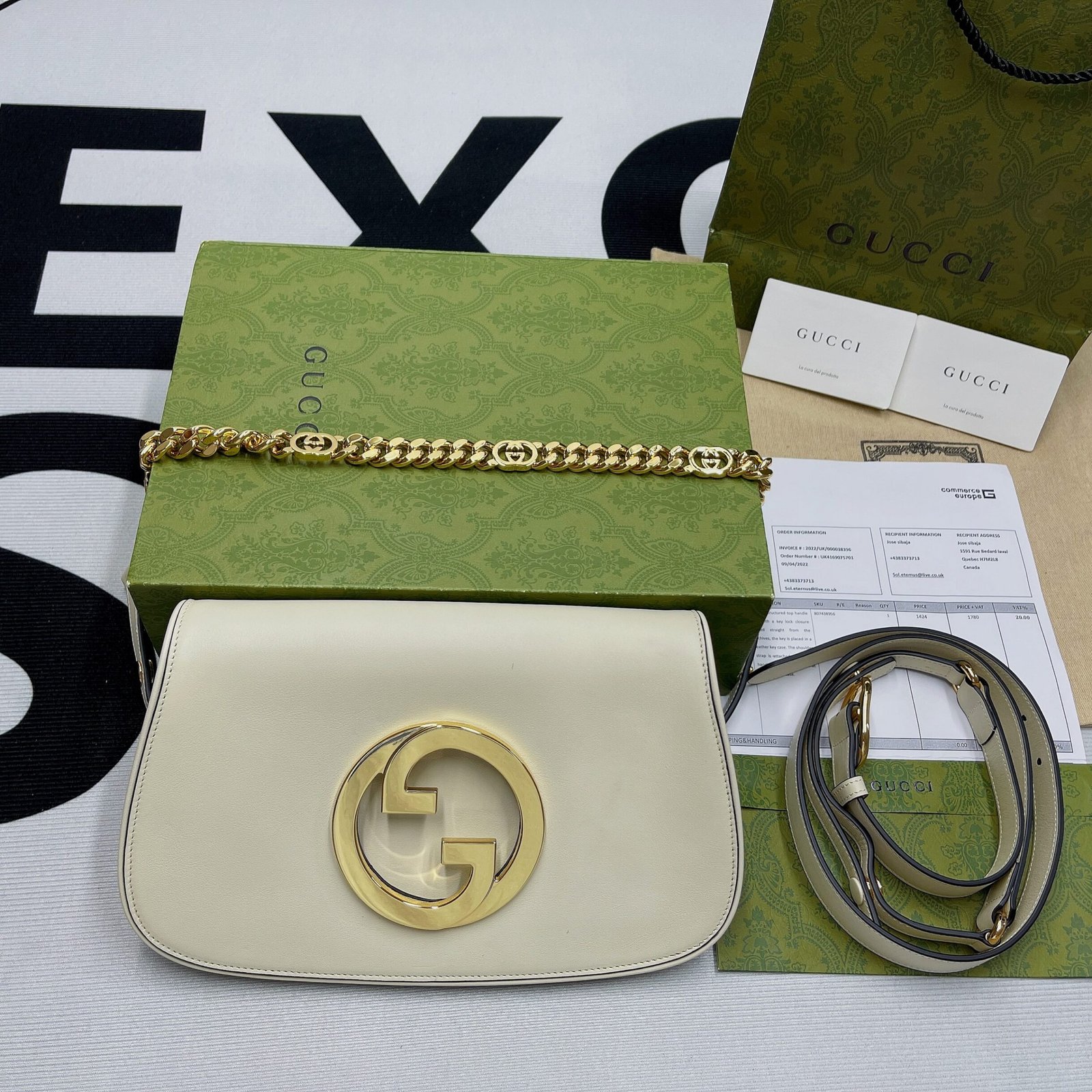 Gucci Blondie Shoulder Bag White For Women, Women's Bags 11in/28cm - Image 14