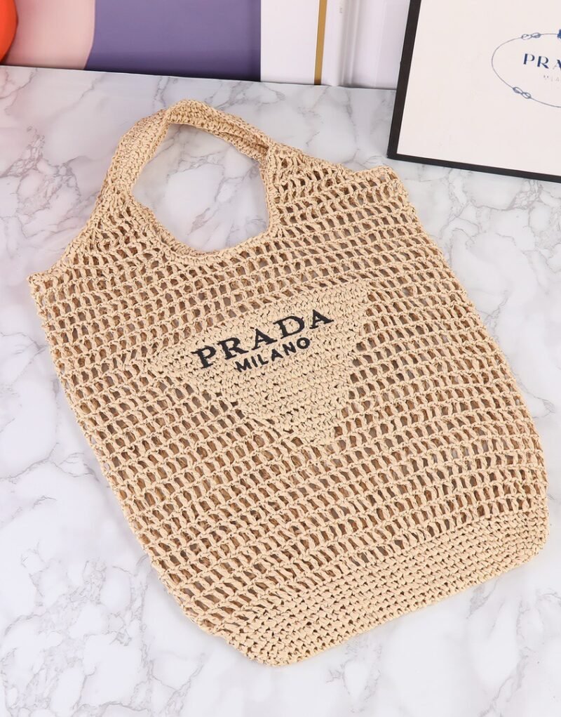 Prada Raffia Tote Bag Beige For Women 1BG424_2A2T_F0018_V_OOO - 20 Inches / 51 Cm
