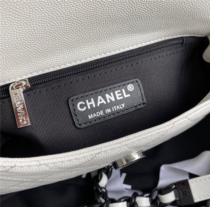 Chanel Classic Flap Bag 20cm White - Image 8