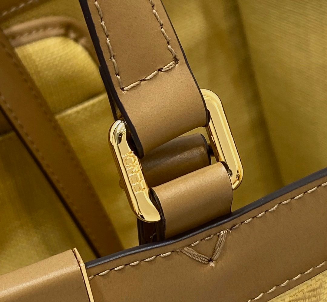 Fendi Logo Shopper Tote Bag Brown - Image 5