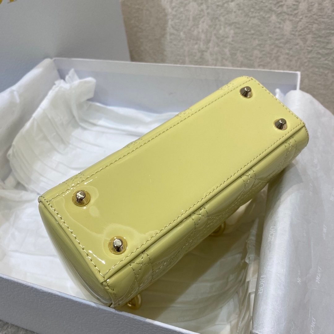 Christian Dior Lady Dior Bag Gold Hardware 17cm Yellow - Image 4