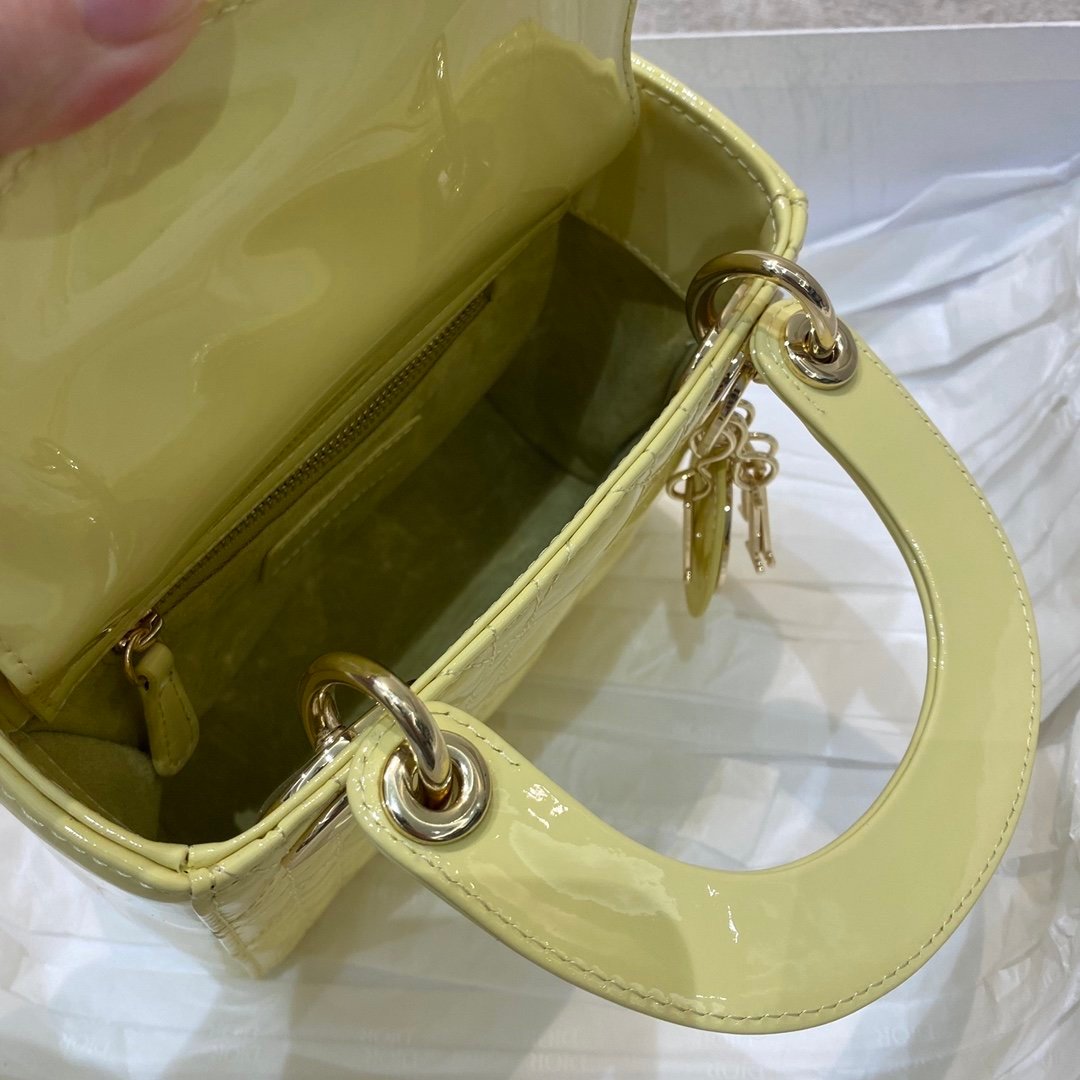 Christian Dior Lady Dior Bag Gold Hardware 17cm Yellow - Image 3