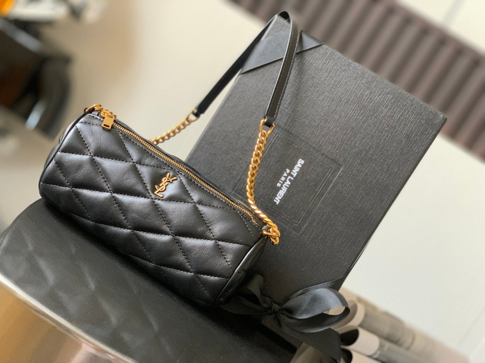 Saint Laurent Sade Mini Tube Bag For Women 20cm Black YSL 699703AAAJU1000 - Image 3