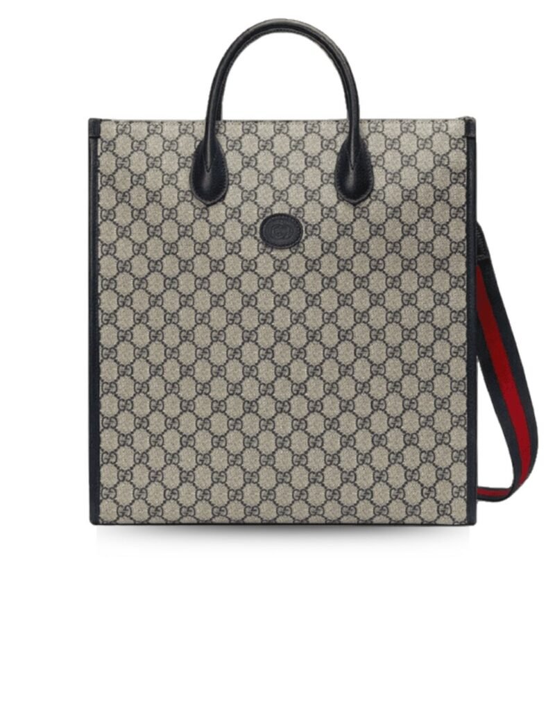 Gucci Tote Bag With Interlocking G Beige And Blue For Women 15in/38.5cm