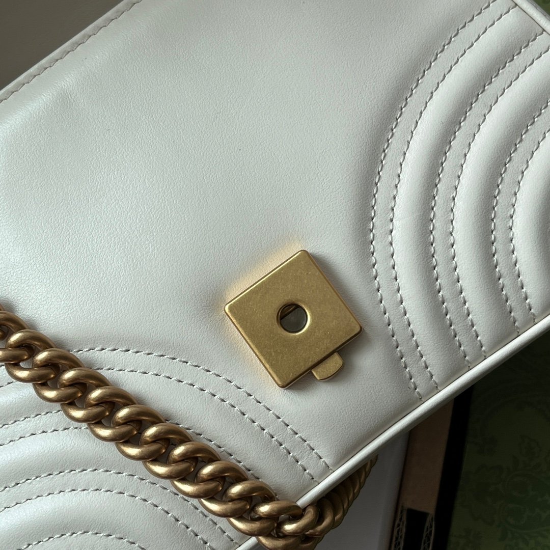 Gucci GG Marmont Mini Top Handle Bag White For Women, Women's Bags 8.3in/21cm - Image 7