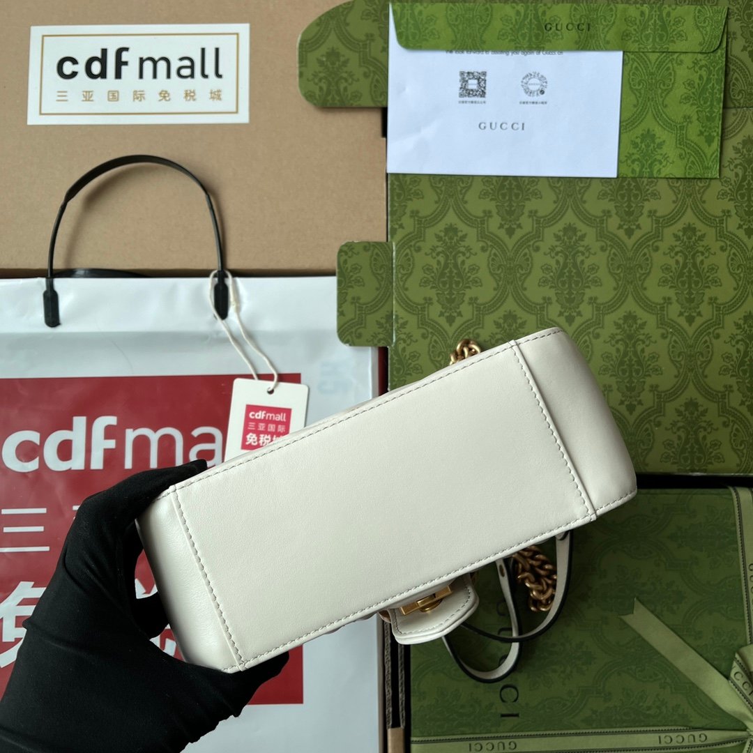 Gucci GG Marmont Mini Top Handle Bag White For Women, Women's Bags 8.3in/21cm - Image 6