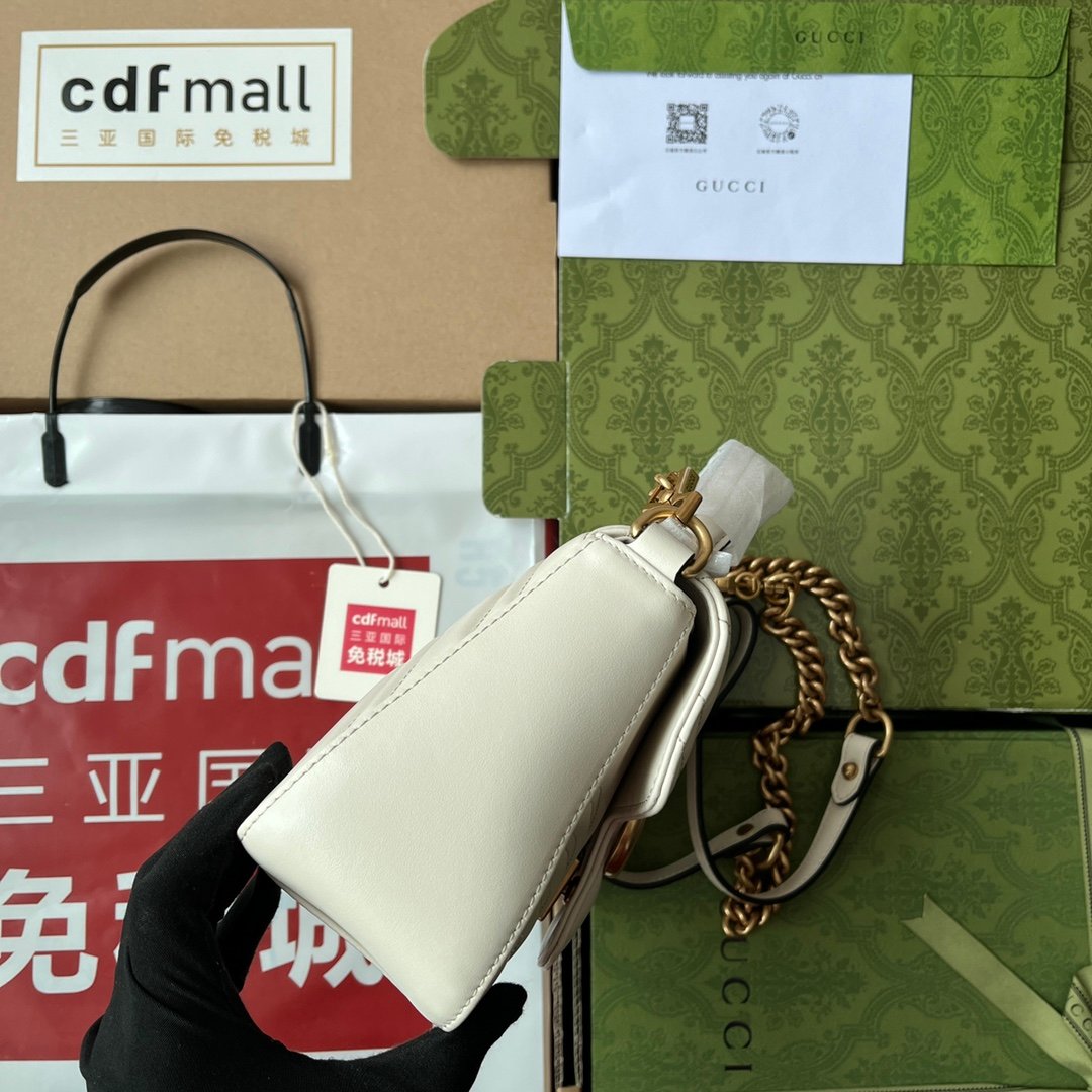 Gucci GG Marmont Mini Top Handle Bag White For Women, Women's Bags 8.3in/21cm - Image 4