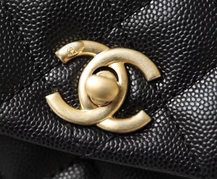 Chanel Coco Handle Quilted Lizard Handle Bag Caviar Leather Gold Hardware Spring/Summer Act 1 Collection 24cm Black - Image 3