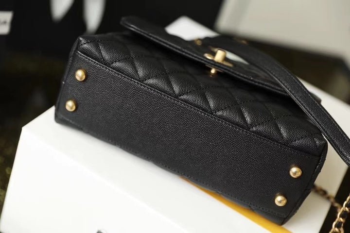 Chanel Coco Handle Quilted Lizard Handle Bag Caviar Leather Gold Hardware Spring/Summer Act 1 Collection 24cm Black - Image 4