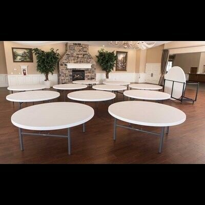 Lifetime (12) 72-Inch Round Tables and Cart Combo (Commercial) - Image 3