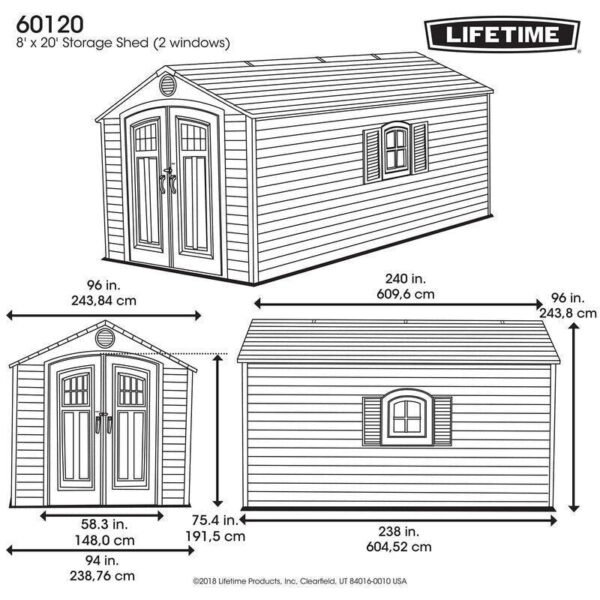 D Plastic Storage Shed 8 ft. W x 20 ft - Image 4