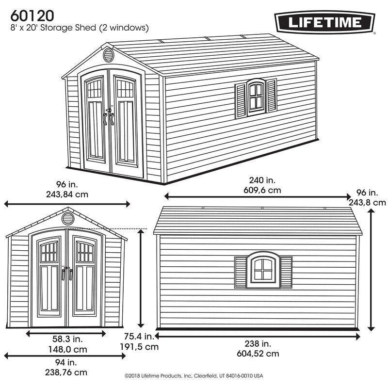 D Plastic Storage Shed 8 ft. W x 20 ft - Image 3