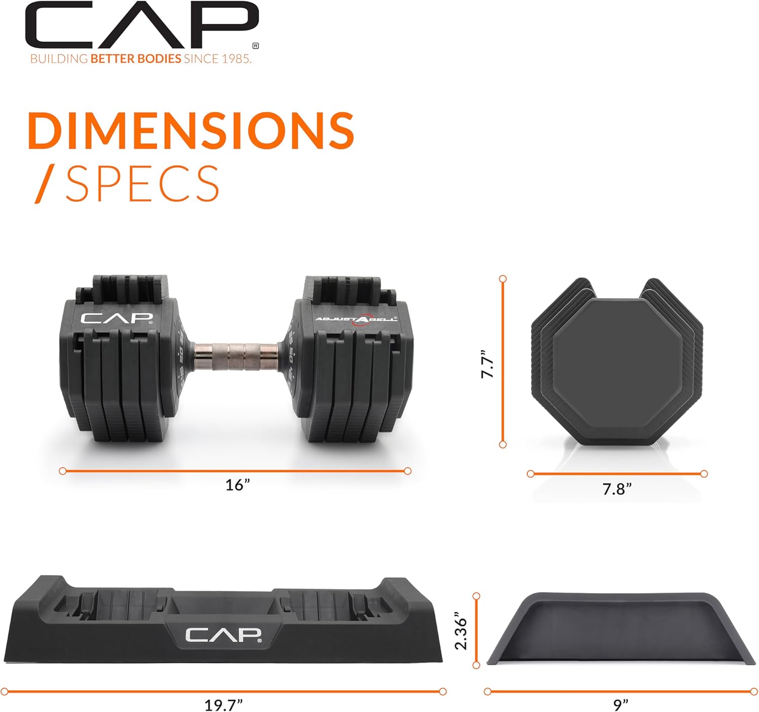 CAP ADJUSTABELL Adjustable Dumbbell Weights - Singles & Pairs | 12.5 lb, 25 lb & 55 lb | Multiple Handle Options - Image 4
